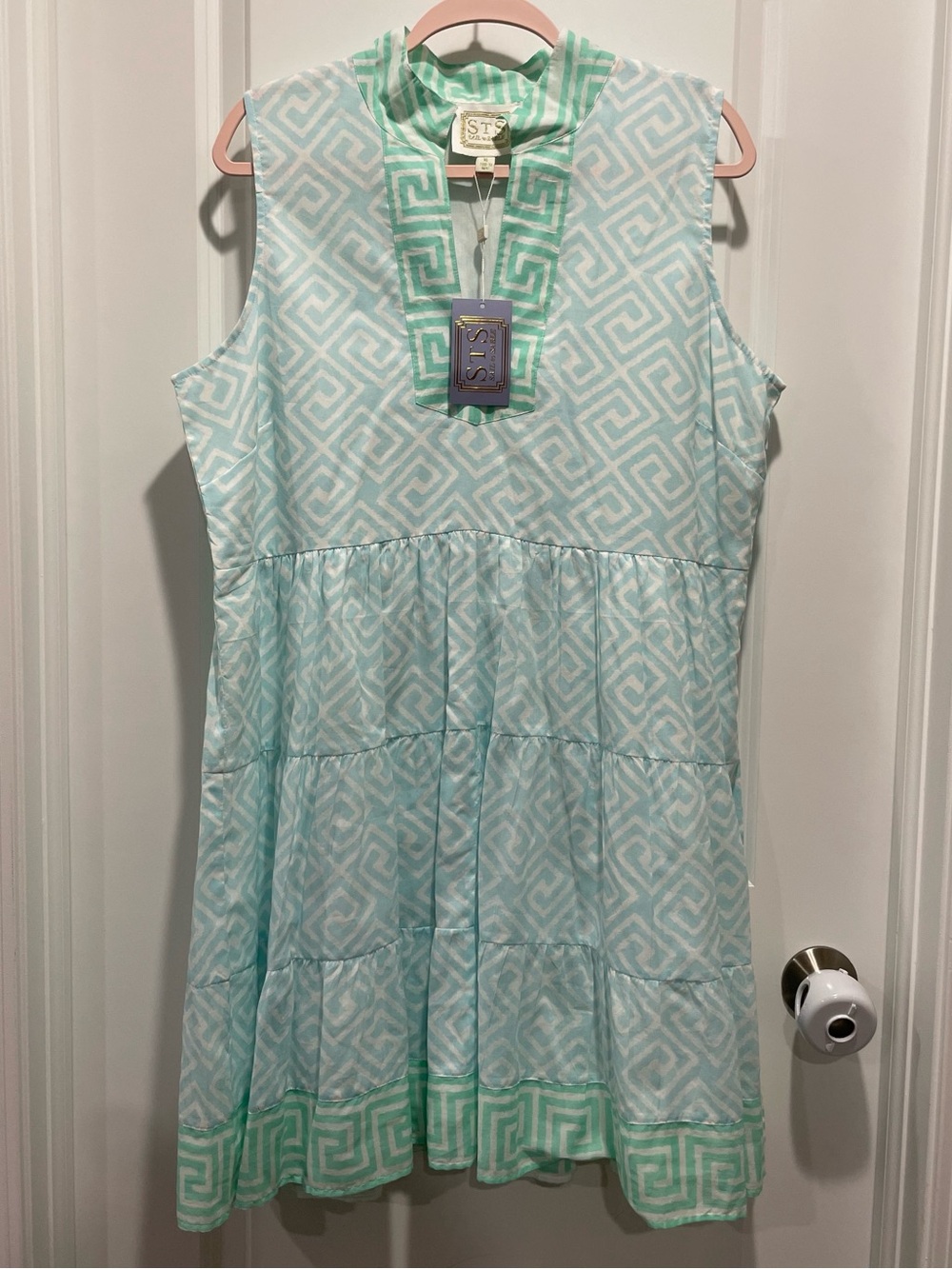 Sail to Sable Sleeveless Tiered Mediterranean Dress Size XL - Picture 2 of 4